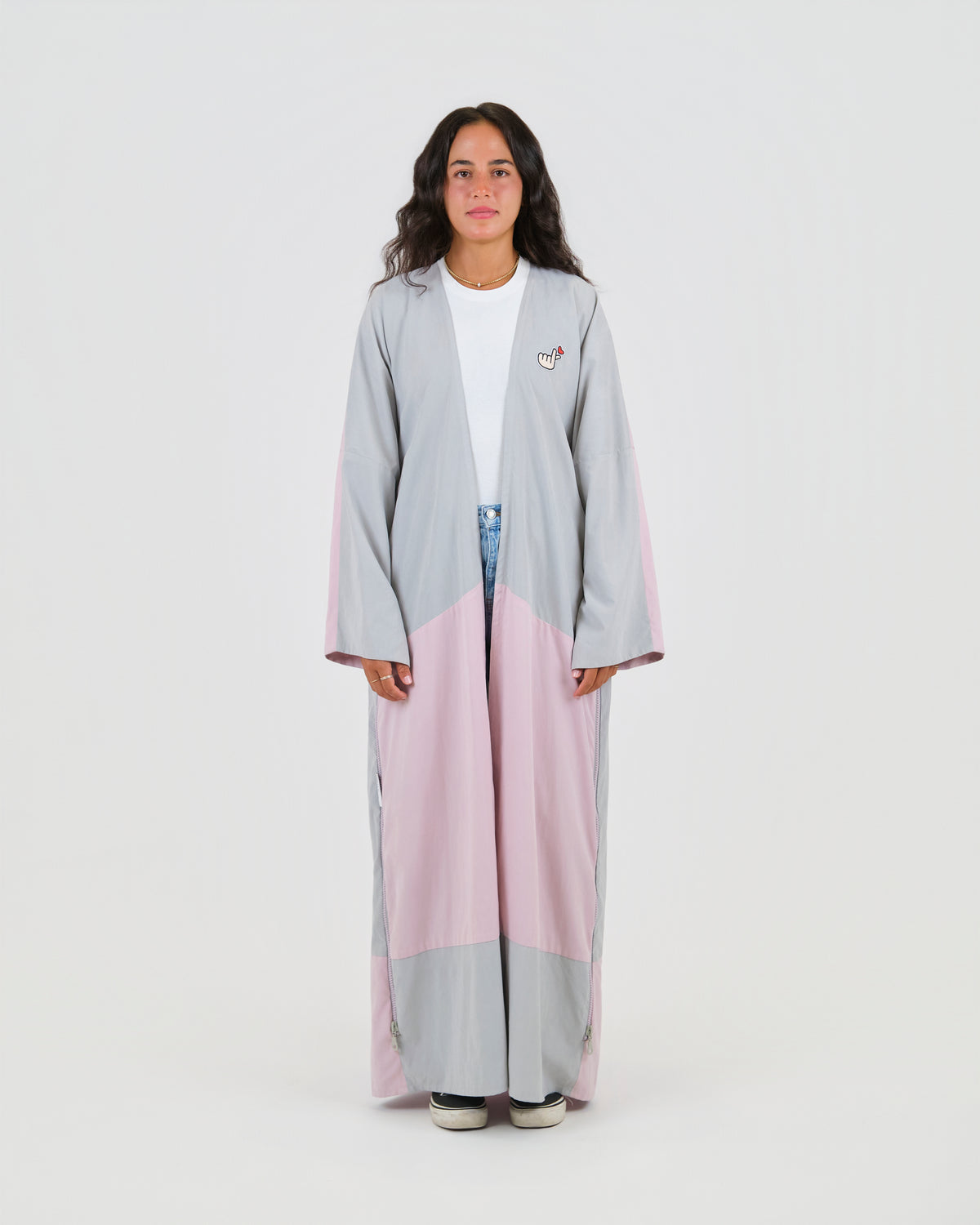GREY-PINK BLOCK ABAYA