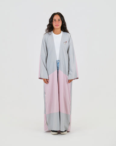 GREY-PINK BLOCK ABAYA