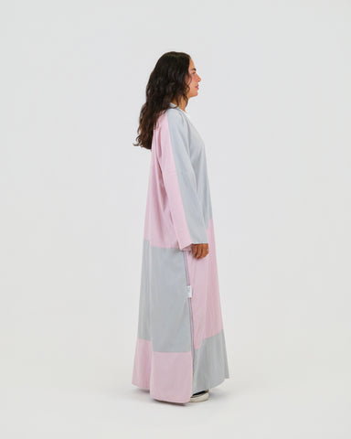 GREY-PINK BLOCK ABAYA