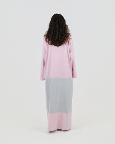 GREY-PINK BLOCK ABAYA