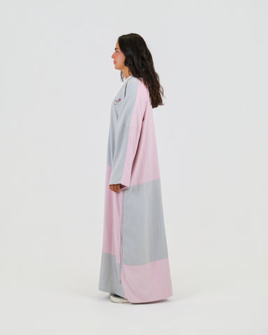 GREY-PINK BLOCK ABAYA