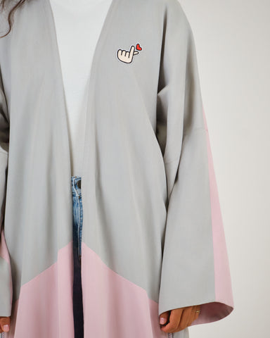 GREY-PINK BLOCK ABAYA