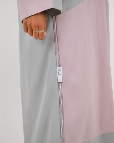 GREY-PINK BLOCK ABAYA