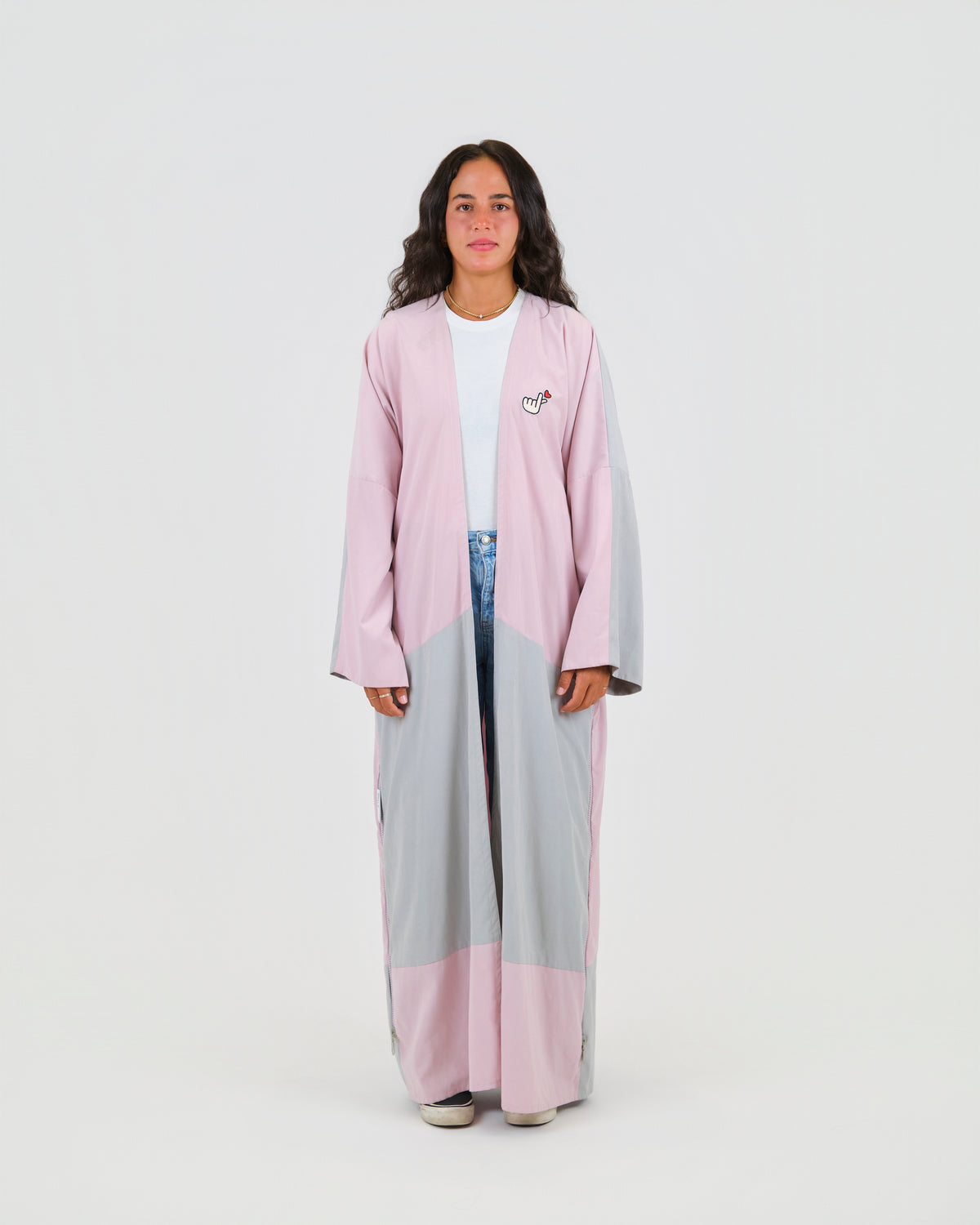 PINK-GREY BLOCK ABAYA