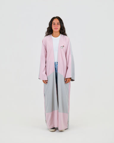 PINK-GREY BLOCK ABAYA