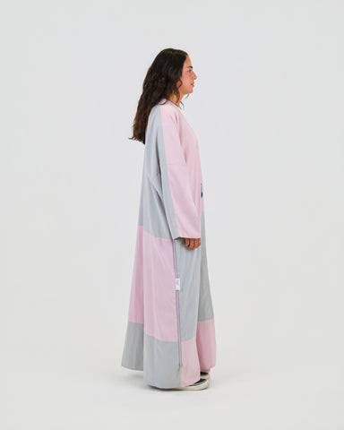 PINK-GREY BLOCK ABAYA