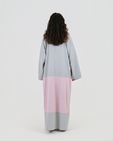 PINK-GREY BLOCK ABAYA