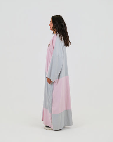 PINK-GREY BLOCK ABAYA